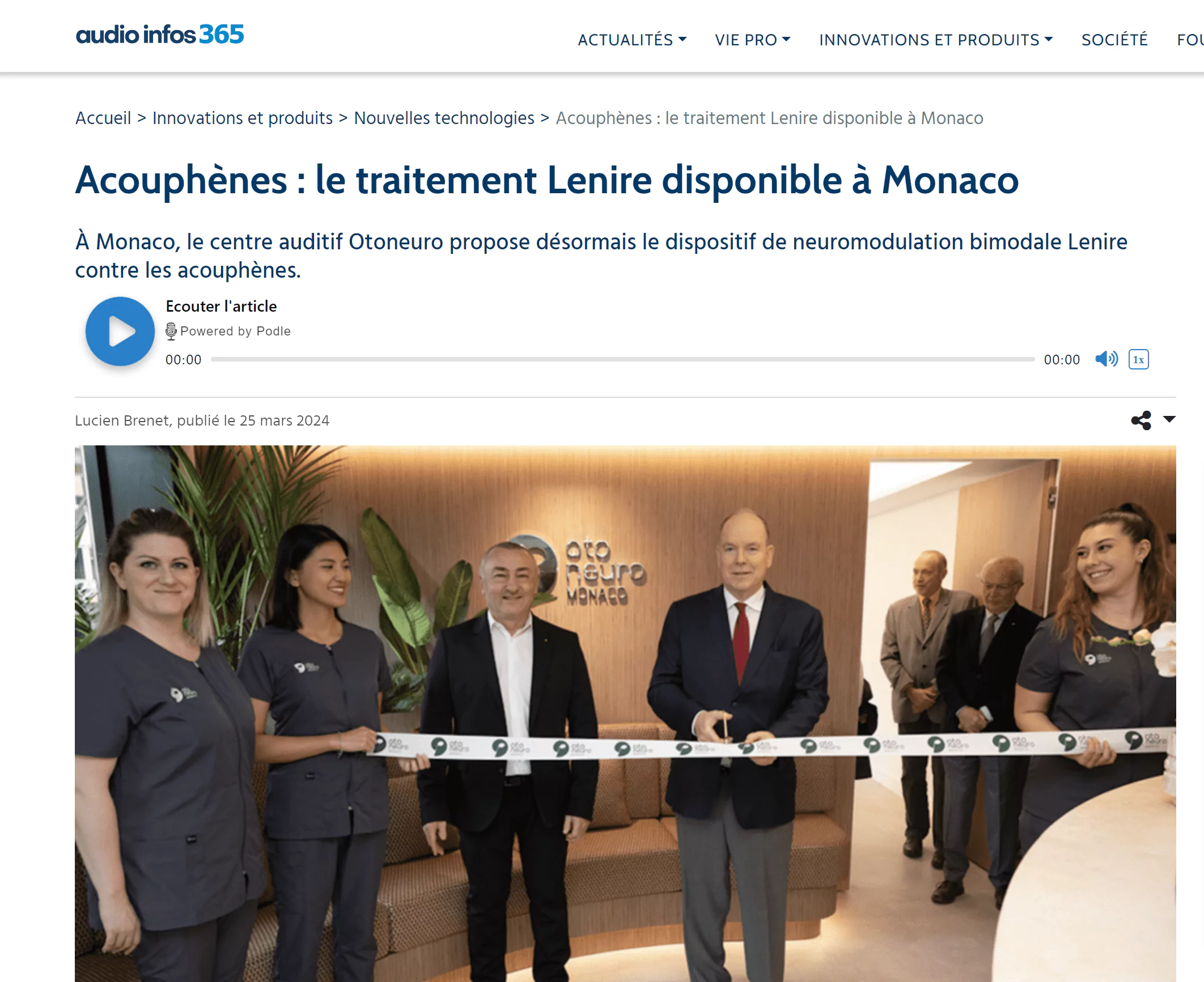 Acouphènes : le traitement Lenire disponible à Monaco – Audio Infos 365