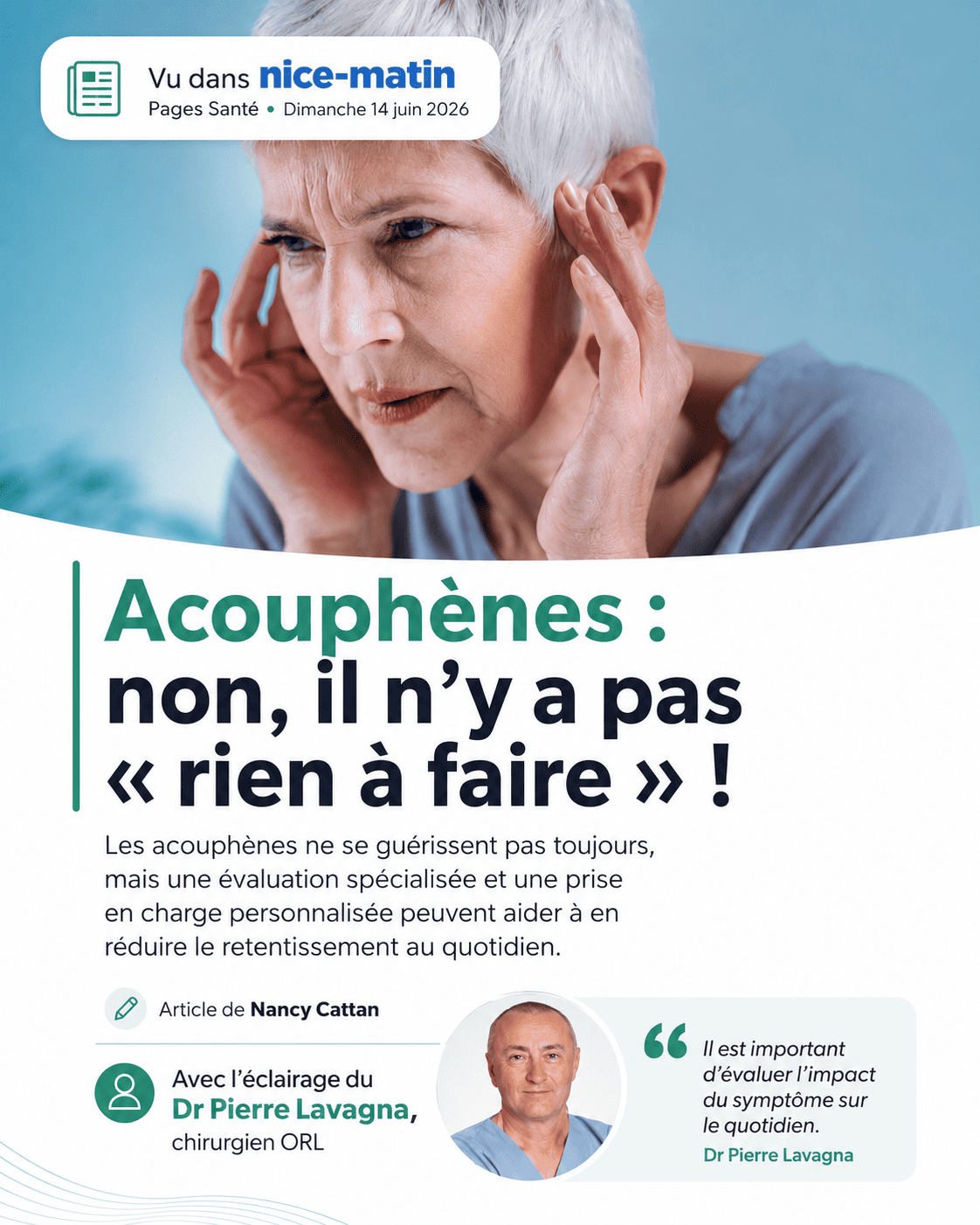 article nice matin sur les acouphenes